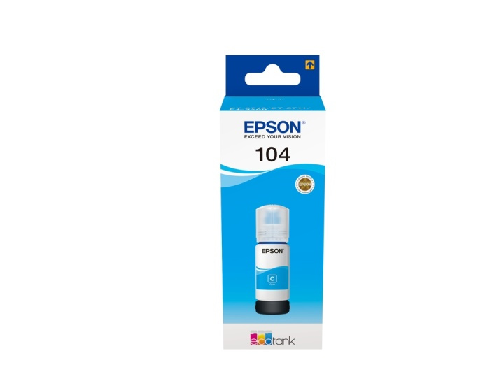 Epson 104 EcoTank Cyan blekkflaske i gruppen Datautstyr / Skrivere og tilbehør / Blekk og toner / Blekkpatroner / Epson hos TP E-commerce Nordic AB (A14245)