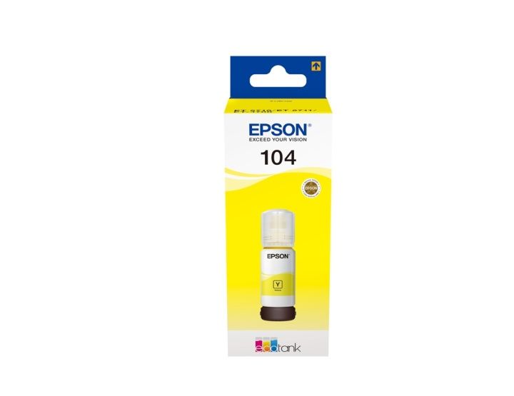 Epson 104 EcoTank Yellow blekkflaske i gruppen Datautstyr / Skrivere og tilbehør / Blekk og toner / Blekkpatroner / Epson hos TP E-commerce Nordic AB (A14246)