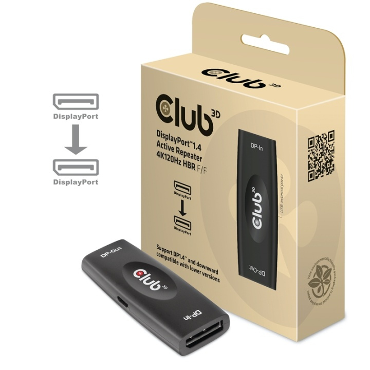 CLUB3D DP 1.4 4K120HZ HDR ACTIVE REPEATER F/F displayport Svart i gruppen Datautstyr / Kabler og adaptere / DisplayPort / Adaptere hos TP E-commerce Nordic AB (A14262)