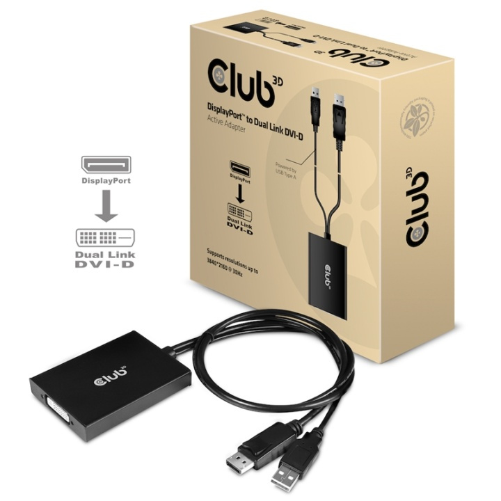 CLUB3D cac-1010 Displayport/usb DVI-I Daul link Svart, Vit i gruppen Datautstyr / Kabler og adaptere / DisplayPort / Adaptere hos TP E-commerce Nordic AB (A14263)
