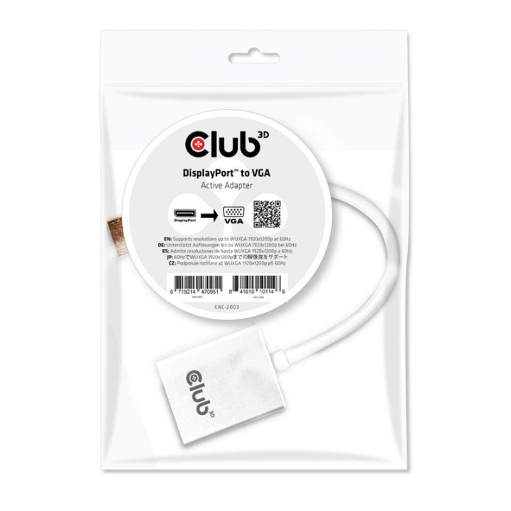 CLUB3D Displayport til VGA Active Adapter i gruppen Datautstyr / Kabler og adaptere / DisplayPort / Adaptere hos TP E-commerce Nordic AB (A14265)