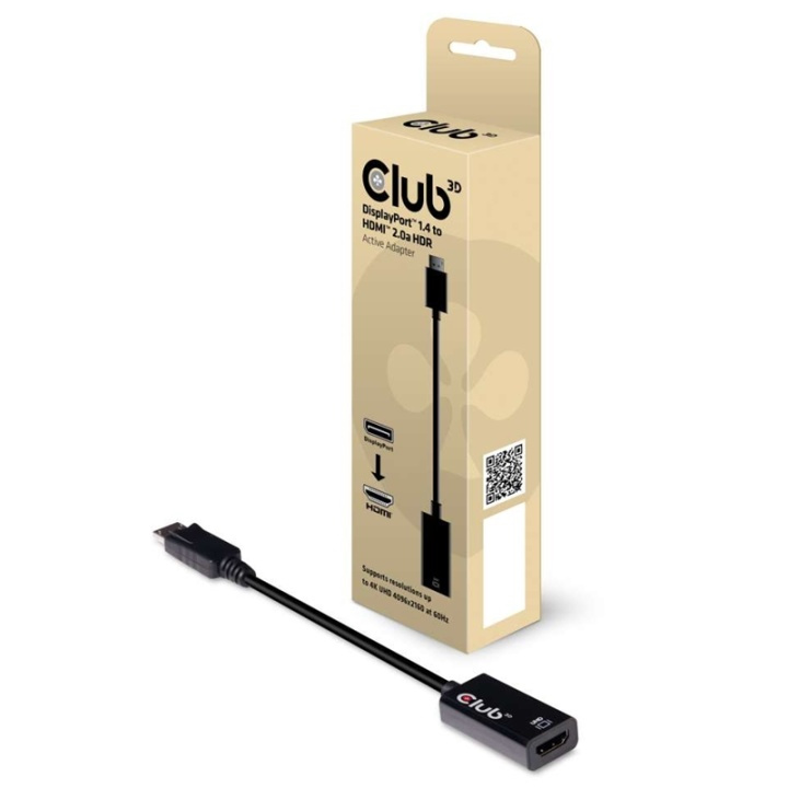 CLUB3D DisplayPort 1.4 til HDMI 2.0b HDR aktiv adapter i gruppen Elektronikk / Kabler og adaptere / HDMI / Adaptere hos TP E-commerce Nordic AB (A14269)