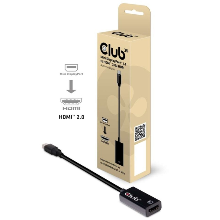 CLUB3D Mini DisplayPort 1.4 til HDMI 2.0b HDR aktiv adapter i gruppen Datautstyr / Kabler og adaptere / DisplayPort / Adaptere hos TP E-commerce Nordic AB (A14274)