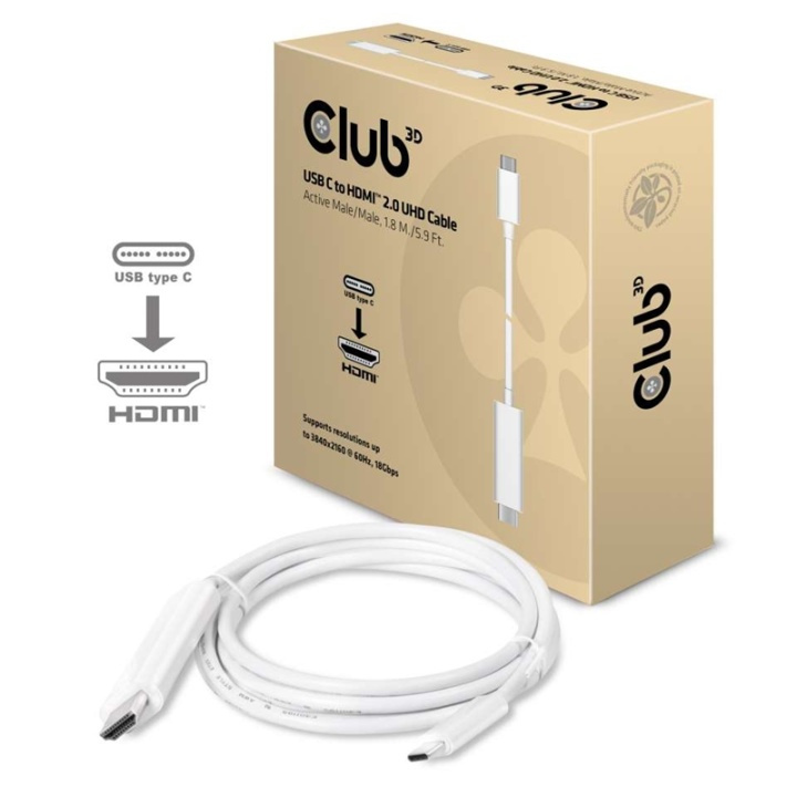 CLUB3D USB C to HDMIT 2.0 UHD Cable Active 1.8 M./5.9 Ft. i gruppen Elektronikk / Kabler og adaptere / HDMI / Adaptere hos TP E-commerce Nordic AB (A14281)