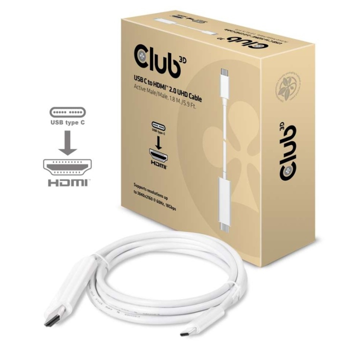 CLUB3D USB C til HDMIT 2.0 UHD-kabel aktiv 1,8 m aktiv 1,8 m. i gruppen Elektronikk / Kabler og adaptere / HDMI / Adaptere hos TP E-commerce Nordic AB (A14281)