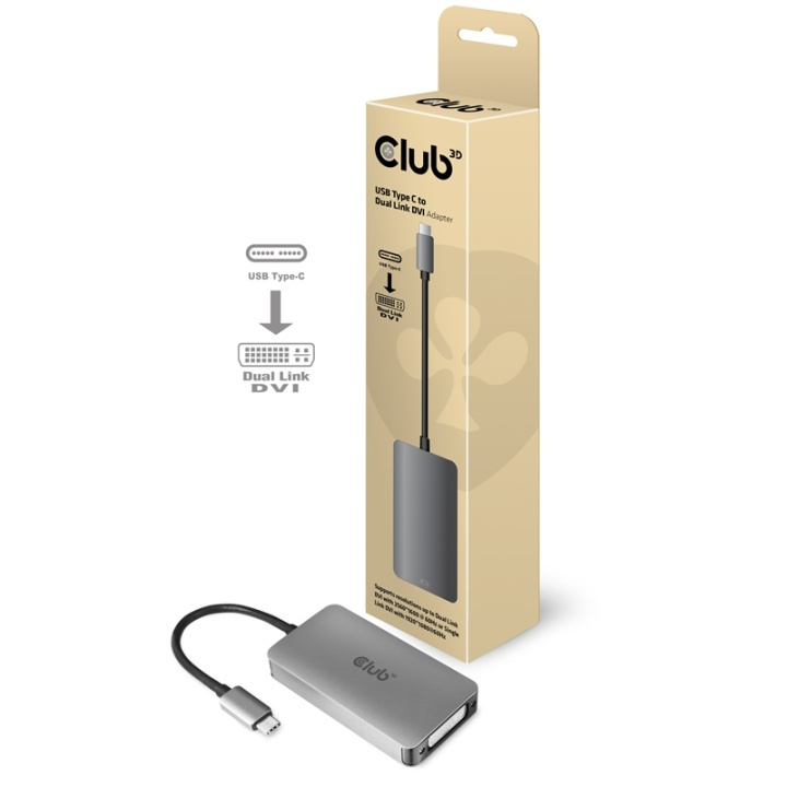 CLUB3D cac-1510 USB C DVI-D Dual link grå i gruppen Datautstyr / Kabler og adaptere / DVI / Adaptere hos TP E-commerce Nordic AB (A14286)