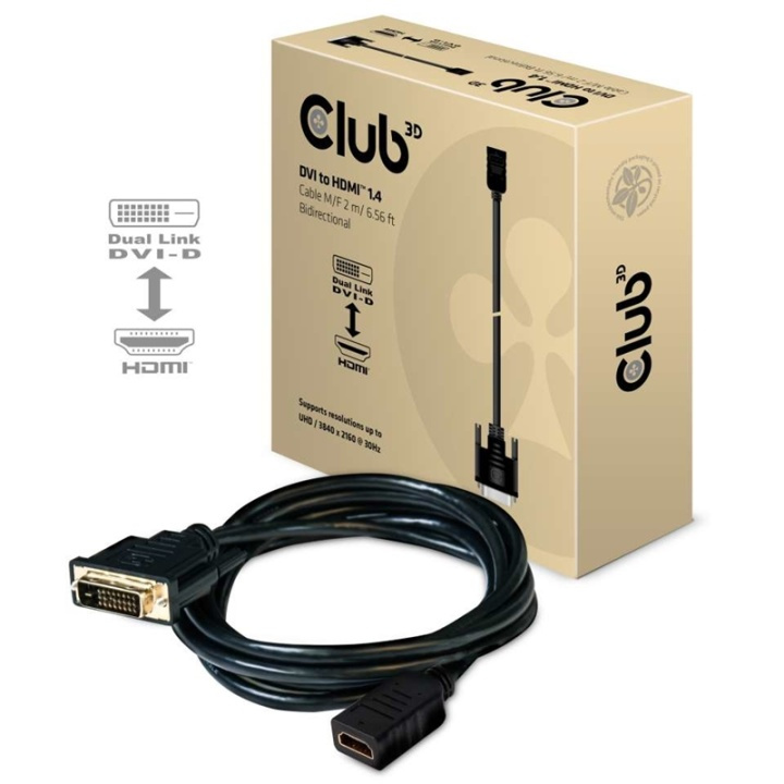 CLUB3D DVI til HDMI 1.4-kabel M/F 2m/6,56ft toveis i gruppen Datautstyr / Kabler og adaptere / DVI / Kabler hos TP E-commerce Nordic AB (A14288)