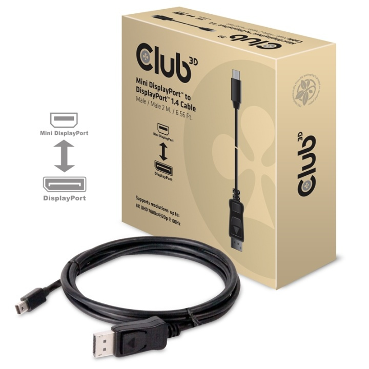 CLUB3D Mini DisplayPort til DisplayPort 1.4 HBR3 8K60Hz-kabel, 2 meter / 6,56 fot i gruppen Datautstyr / Kabler og adaptere / DisplayPort / Kabler hos TP E-commerce Nordic AB (A14575)