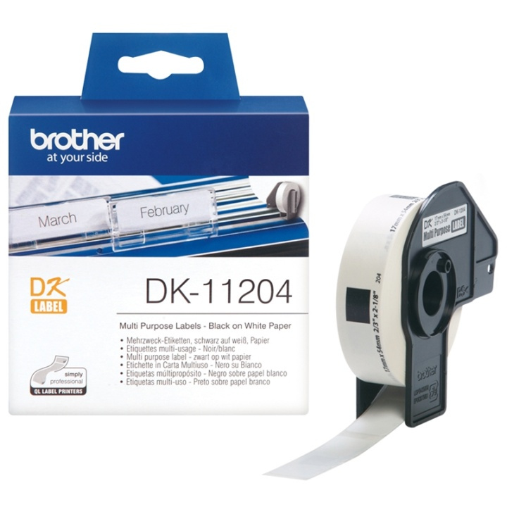 Brother DK-11204 etikettbånd Svart på hvit i gruppen Datautstyr / Skrivere og tilbehør / Skrivere / Merkemaskiner og tilbehør / Etiketter hos TP E-commerce Nordic AB (A14654)