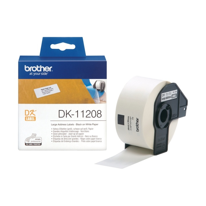 Brother DK-11208 etikettbånd Svart på hvit i gruppen Datautstyr / Skrivere og tilbehør / Skrivere / Merkemaskiner og tilbehør / Etiketter hos TP E-commerce Nordic AB (A14655)