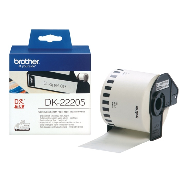 Brother DK-22205 etikettbånd Svart på hvit i gruppen Datautstyr / Skrivere og tilbehør / Skrivere / Merkemaskiner og tilbehør / Etiketter hos TP E-commerce Nordic AB (A14657)