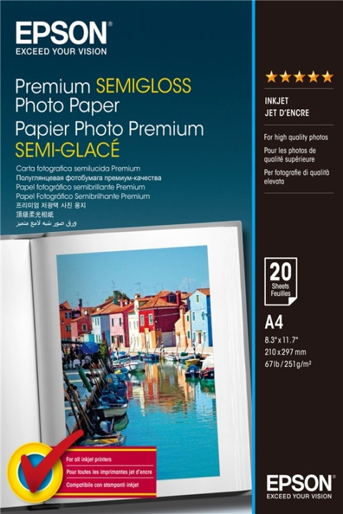 Epson Premium halvblankt fotopapir - A4 - 20 ark i gruppen Elektronikk / Foto og video / Fotograferingsutstyr / Annet hos TP E-commerce Nordic AB (A14741)