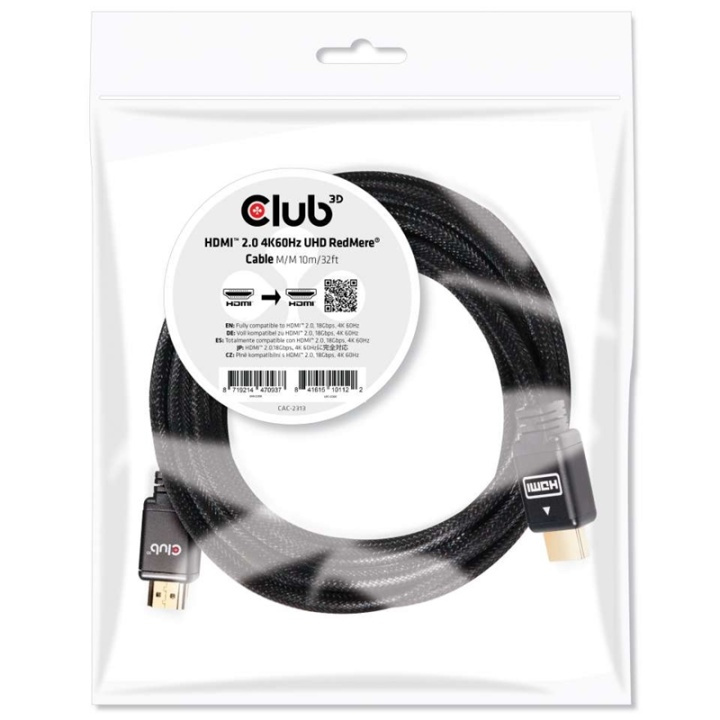 CLUB3D HDMI 2.0 4K60Hz RedMere cable 10m/32.8ft i gruppen Elektronikk / Kabler og adaptere / HDMI / Kabler hos TP E-commerce Nordic AB (A14790)