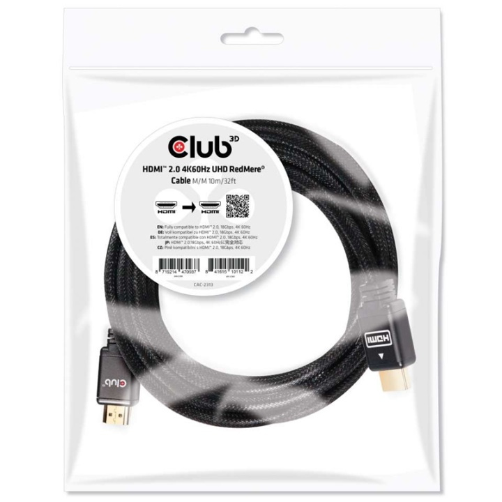 CLUB3D HDMI 2.0 4K60Hz RedMere-kabel 10 m/32,8 fot i gruppen Elektronikk / Kabler og adaptere / HDMI / Kabler hos TP E-commerce Nordic AB (A14790)