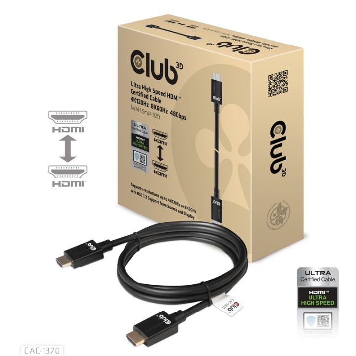 CLUB3D CAC-1370 HDMI-kabel 1,5 m HDMI Typ A (standard) Svart i gruppen Elektronikk / Kabler og adaptere / HDMI / Kabler hos TP E-commerce Nordic AB (A14793)
