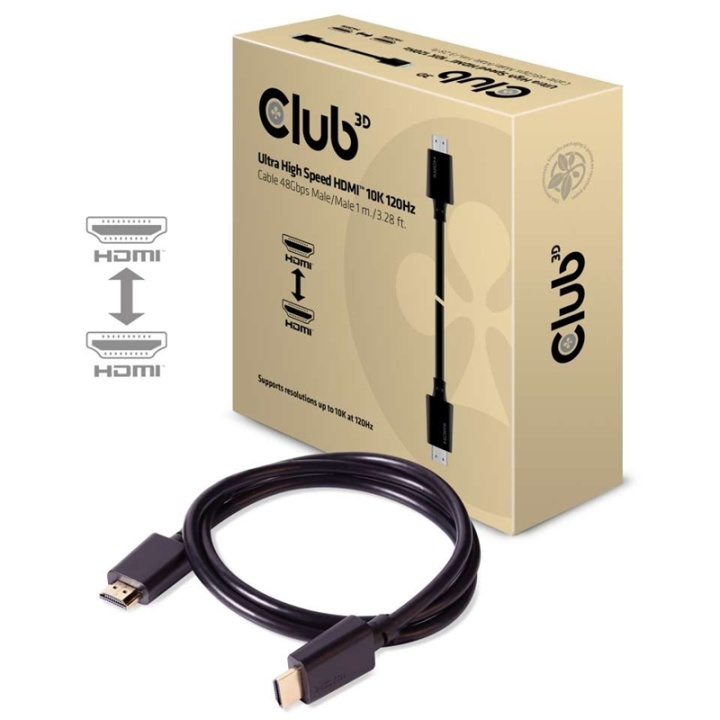 CLUB3D Ultra High Speed HDMI 2.1 Cable 10K 120Hz, 48Gbps Male/Male 1 m./3.28 ft. i gruppen Elektronikk / Kabler og adaptere / HDMI / Kabler hos TP E-commerce Nordic AB (A14794)