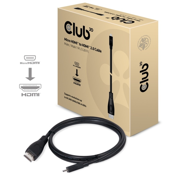 CLUB3D Micro HDMIT to HDMIT 2.0 4K60Hz Cable 1M / 3.28Ft i gruppen Elektronikk / Kabler og adaptere / HDMI / Kabler hos TP E-commerce Nordic AB (A14796)
