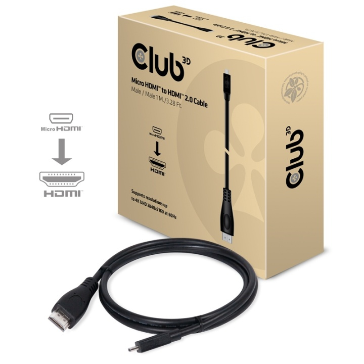 CLUB3D Micro HDMIT til HDMIT 2.0 4K60Hz-kabel 1M / 3.28Ft i gruppen Elektronikk / Kabler og adaptere / HDMI / Kabler hos TP E-commerce Nordic AB (A14796)