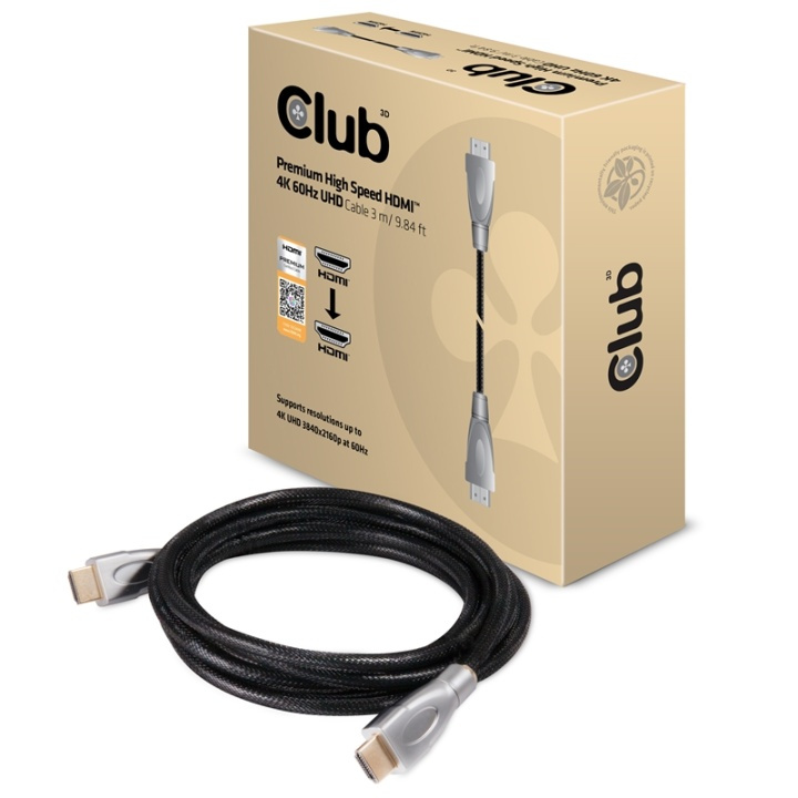 CLUB3D HDMI 2.0-kabel 3Meter UHD 4K/60Hz 18 Gbps sertifisert premium høyhastighetskabel i gruppen Elektronikk / Kabler og adaptere / HDMI / Kabler hos TP E-commerce Nordic AB (A14797)