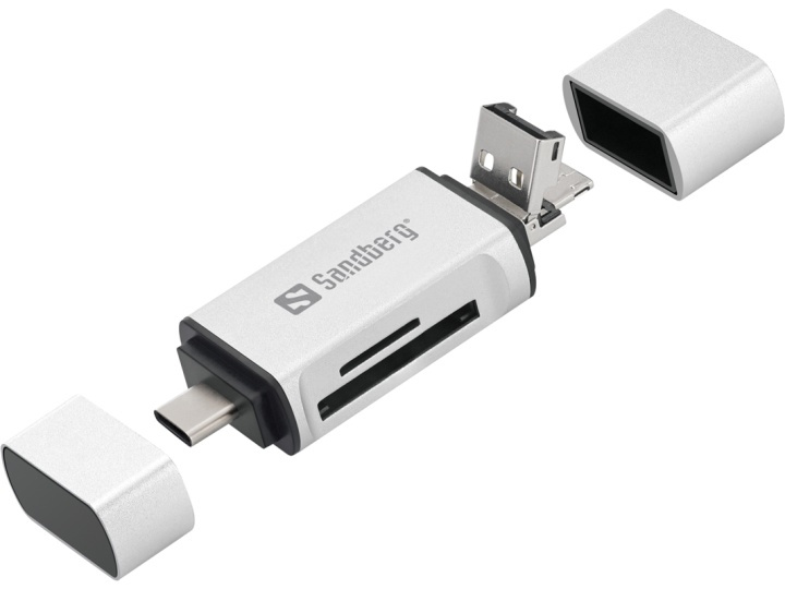 Sandberg Card Reader USB-C+USB+MicroUSB i gruppen Elektronikk / Lagringsmedia / Minnekortleser hos TP E-commerce Nordic AB (A14995)