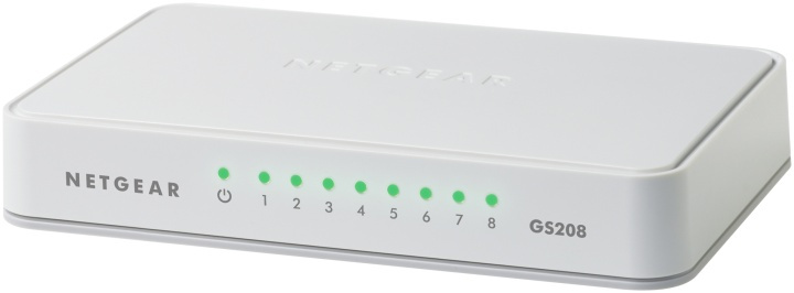 Netgear GS208 Gigabit Ethernet (10/100/1000) Hvit i gruppen Datautstyr / Nettverk / Switcher hos TP E-commerce Nordic AB (A15273)