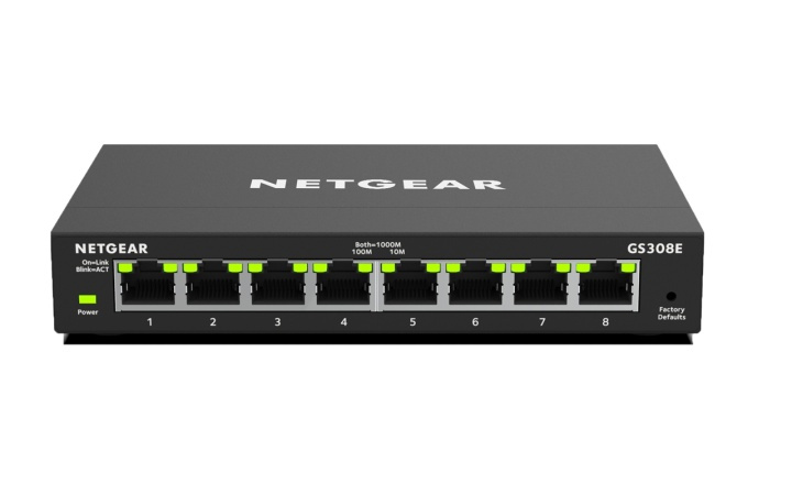 Netgear GS308E Administrert Gigabit Ethernet (10/100/1000) Svart i gruppen Datautstyr / Nettverk / Switcher hos TP E-commerce Nordic AB (A15277)