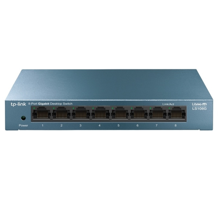 TP-LINK LS108G Ohanterad Gigabit Ethernet (10/100/1000) Blå i gruppen Datautstyr / Nettverk / Switcher / 10/100/1000Mbps hos TP E-commerce Nordic AB (A15285)
