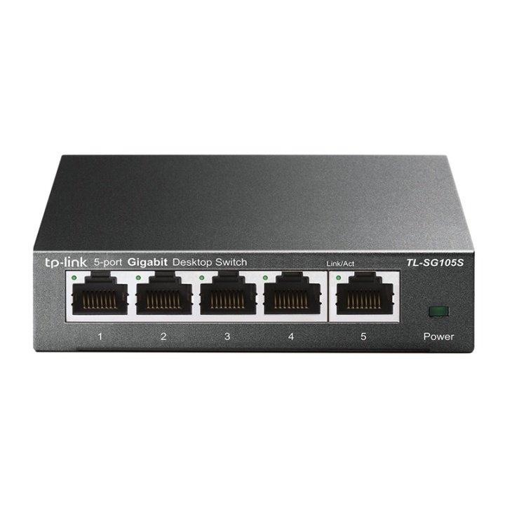 TP-LINK TL-SG105S Ohanterad L2 Gigabit Ethernet (10/100/1000) Svart i gruppen Datautstyr / Nettverk / Switcher / 10/100/1000Mbps hos TP E-commerce Nordic AB (A15290)
