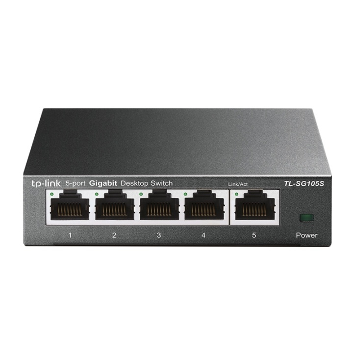 TP-LINK TL-SG105S Ikke-administrert L2 Gigabit Ethernet (10/100/1000) Svart i gruppen Datautstyr / Nettverk / Switcher hos TP E-commerce Nordic AB (A15290)