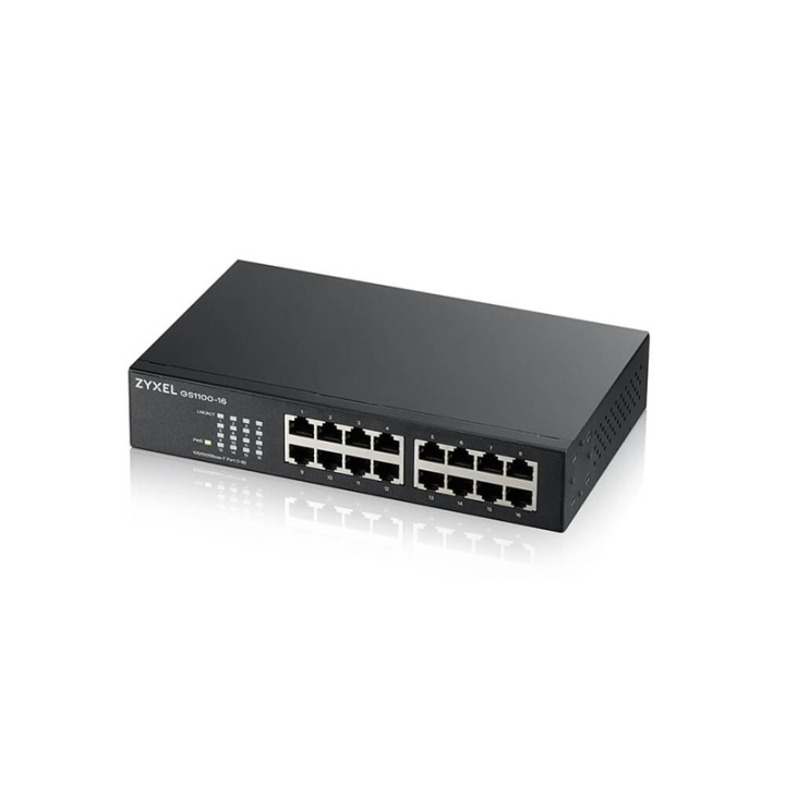 Zyxel GS1100-16 Ohanterad Gigabit Ethernet (10/100/1000) Svart i gruppen Datautstyr / Nettverk / Switcher / 10/100/1000Mbps hos TP E-commerce Nordic AB (A15294)