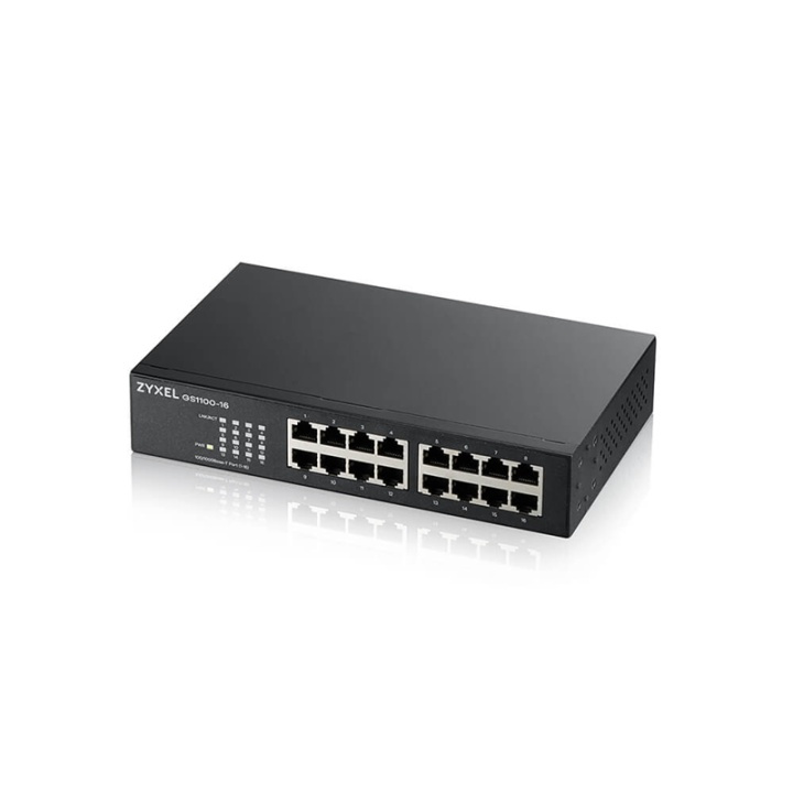 Zyxel GS1100-16 Ikke-administrert Gigabit Ethernet (10/100/1000) Svart i gruppen Datautstyr / Nettverk / Switcher hos TP E-commerce Nordic AB (A15294)