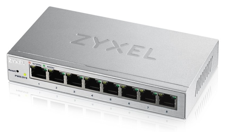 Zyxel GS1200-8 Administrert Gigabit Ethernet (10/100/1000) Sølv i gruppen Datautstyr / Nettverk / Switcher hos TP E-commerce Nordic AB (A15295)