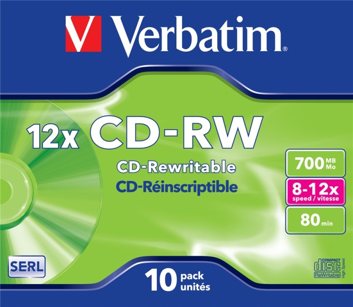 Verbatim CD-RW 12x 700 MB 10 styck i gruppen Elektronikk / Lagringsmedia / CD/DVD/BD-plater / CD-RW hos TP E-commerce Nordic AB (A15420)