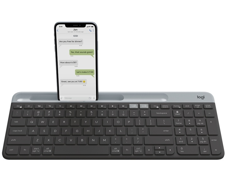 Logitech K580 tangentbord Trådlös RF + Bluetooth Dansk, Finsk, Norsk, Svensk gra i gruppen Datautstyr / Mus & Tastatur / Tastatur / Trådløs hos TP E-commerce Nordic AB (A15638)