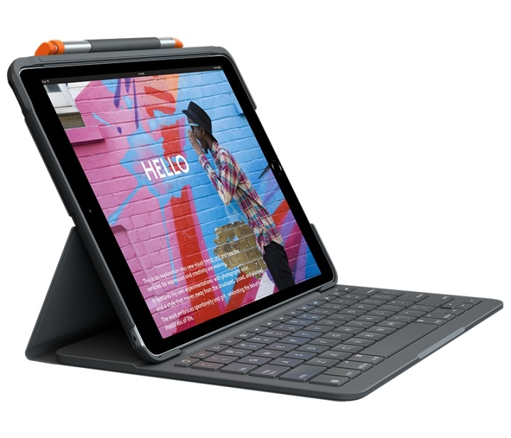 Logitech Slim Folio graphite Bluetooth QWERTY dansk, finsk, norsk, svensk i gruppen SMARTTELEFON & NETTBRETT / Nettbrettbeskyttelse / Apple iPad hos TP E-commerce Nordic AB (A15657)