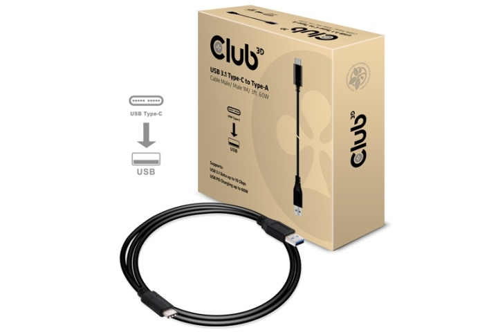 CLUB3D USB Type-C to Type-A Cable Male/Male 1Meter 60Watt i gruppen Datautstyr / Kabler og adaptere / USB / USB-C hos TP E-commerce Nordic AB (A15946)