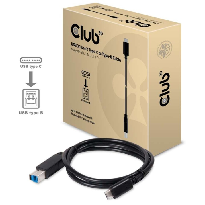 CLUB3D USB 3.1 Gen2 Type-C to Type-B Cable Male/Male, 1 M./ 3.3 Ft. i gruppen Datautstyr / Kabler og adaptere / USB / USB-C hos TP E-commerce Nordic AB (A15947)
