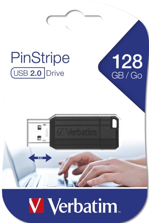 Verbatim PinStripe 128GB USB-sticka USB Type-A 2.0 Svart i gruppen Elektronikk / Lagringsmedia / USB-Pinner / USB 2.0 hos TP E-commerce Nordic AB (A15964)