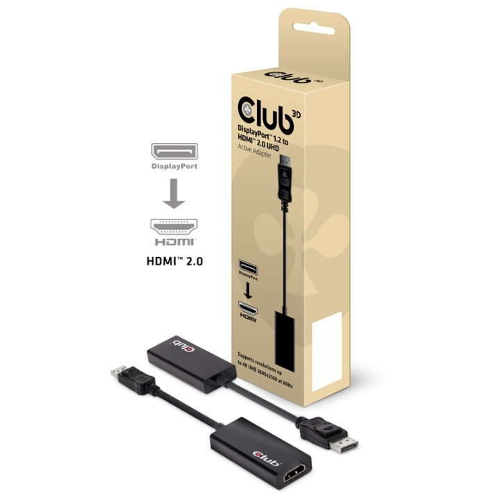 CLUB3D DisplayportT 1.2 to HDMIT 2.0 UHD Active Adapter i gruppen Datautstyr / Kabler og adaptere / DisplayPort / Adaptere hos TP E-commerce Nordic AB (A15980)