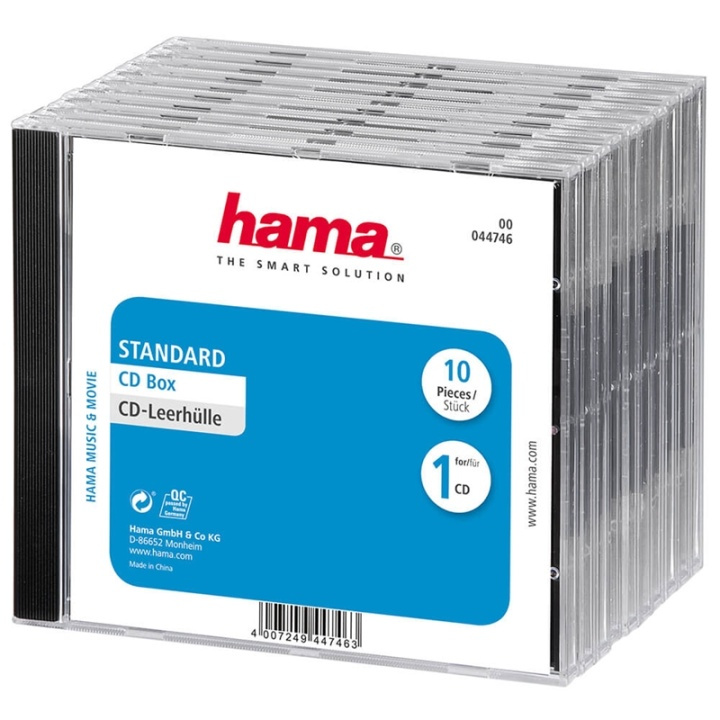 Hama CD-Box Standard 10-pack i gruppen Elektronikk / Lagringsmedia / CD/DVD/BD-plater / CD/DVD-oppbevaring hos TP E-commerce Nordic AB (A16428)