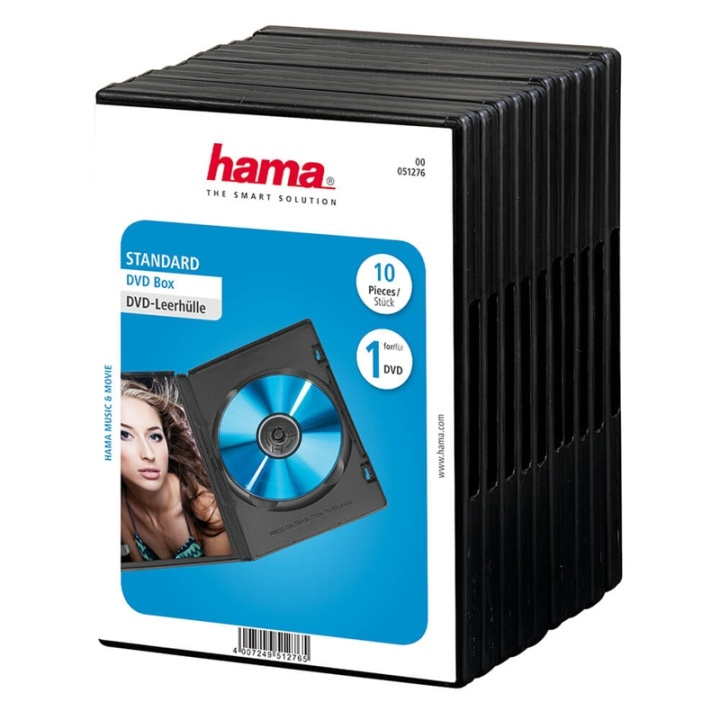 Hama DVD-Box Svart 10-pack i gruppen Elektronikk / Lagringsmedia / CD/DVD/BD-plater / CD/DVD-oppbevaring hos TP E-commerce Nordic AB (A16432)