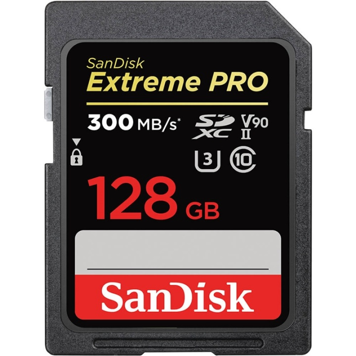 SanDisk SDXC Extreme Pro 128GB 300MB/s UHS-II V90 i gruppen Elektronikk / Lagringsmedia / Minnekort / SD/SDHC/SDXC hos TP E-commerce Nordic AB (A16439)