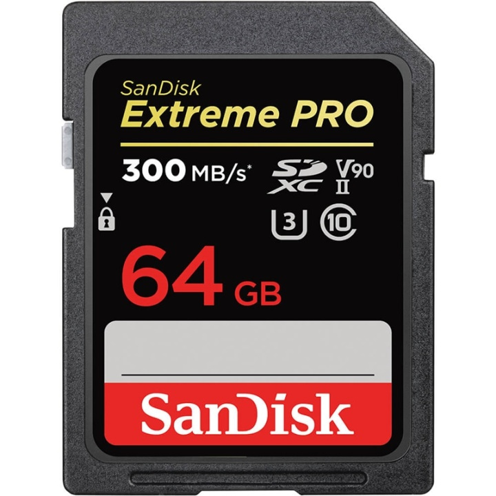 SanDisk SDXC Extreme Pro 64GB 300MB/s UHS-II V90 i gruppen Elektronikk / Lagringsmedia / Minnekort / SD/SDHC/SDXC hos TP E-commerce Nordic AB (A16441)