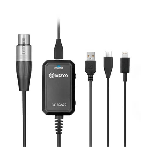 BOYA Mikrofonadapter XLR - USB-A/C & Lightning BY-BCA70 XLR i gruppen Elektronikk / Lyd & Bilde / Høyttalere & tilbehør / Tilbehør hos TP E-commerce Nordic AB (A16535)