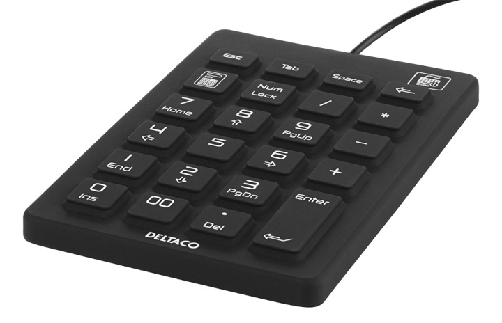 DELTACO numerisk tastatur i silikon, IP68, 23 taster, svart i gruppen Datautstyr / Mus & Tastatur / Tastatur / Kablede hos TP E-commerce Nordic AB (A16640)