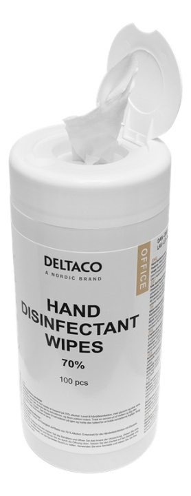 DELTACO Hand disinfectant wet wipes, 100 pc i gruppen HELSE OG SKJØNNHET / Helsepleie / Hånddesinfeksjon hos TP E-commerce Nordic AB (A16648)
