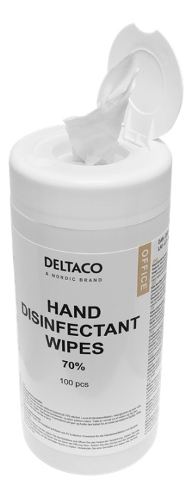DELTACO Office Hånddesinfiserende våtservietter, 100 stk tube i gruppen HELSE OG SKJØNNHET / Helsepleie / Hånddesinfeksjon hos TP E-commerce Nordic AB (A16648)