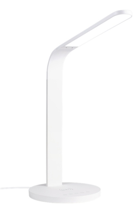 DELTACO OFFICE LED bordslampe med trådløs hurtiglading, 400lm, hvit i gruppen Elektronikk / Lys / Bordlamper hos TP E-commerce Nordic AB (A16655)