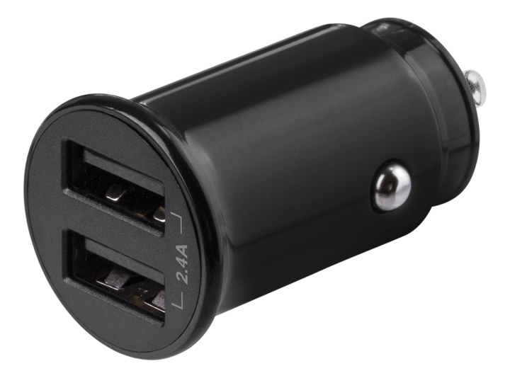 DELTACO 12/24 V USB-billader, doble USB-A-porter, 2,4 A, 12 W, svart i gruppen SMARTTELEFON & NETTBRETT / Ladere og Kabler / Billader / Billader USB hos TP E-commerce Nordic AB (A16659)