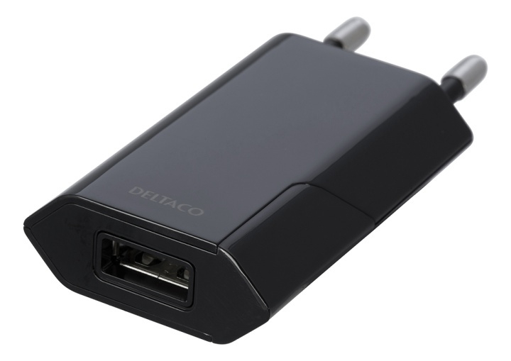 DELTACO USB wall charger, 1x USB-A, 1 A, 5 W, black i gruppen SMARTTELEFON & NETTBRETT / Ladere og Kabler / Vegglader / Vegglader USB hos TP E-commerce Nordic AB (A16665)